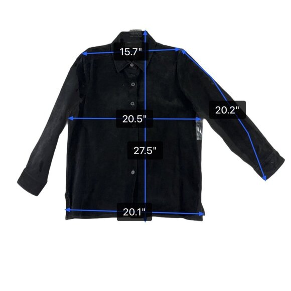 Sutton Studio Womens Black Suede Button-Down Shirt Long Sleeve Sz Large - Picture 8 of 9